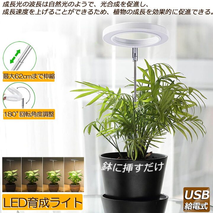 楽天市場】LED植物育成ライト 植物育成ライト 鉢植えに差し込む 4段階 