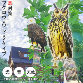 【超P祭り・限定ポイント2倍】鳥よけ 鳥よけフクロウ 鳥よけテープ 反射板 鳥よけグッズ 鳥対策 防鳥対策 鳥被害 鳥撃退 鳥の糞 カラス撃退 鳩撃退グッズ 鈴付き ゴミ置き場 畑 ベランダ 家庭菜園 駐車場