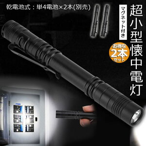 懐中電灯 ハンディライト ミニ懐中電灯 2個セット 単4電池 防水 ペンクリップ クリップ付き アルミ合金製 高耐久 携帯便利 作業 防災 ライト 小型 停電 緊急用 コンパクト プレゼント 送料無