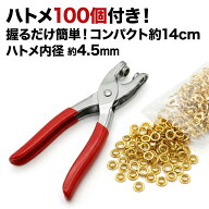 ハトメパンチ 4.5mm ハトメ 100個付 ハトメプライヤー 鳩目 穴あけ カシメ 工具 DIY レザークラフト 手芸…