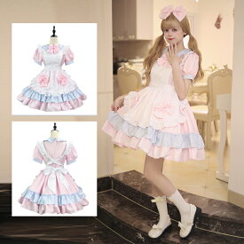 メイド服 コスプレ コンカフェ メイド 妹系 ピンクメイド 可愛いリボン メイドコスチューム ハロウィン仮装 レディース メンズ ハロウィンメイド イベント パーティー 大人 女装 ハロウィン 学園祭 撮影