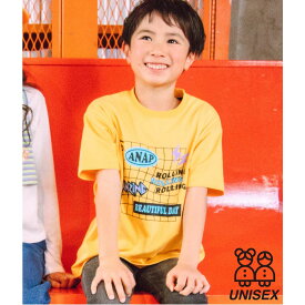 【クーポン対象】【45％OFF】Tシャツ / ANAP KIDS アナップキッズ プリント ビッグ Tシャツ キッズ 春 夏 トップス Tシャツ オレンジ/ブラック/ホワイト 110/120/130 セットアップ ギャル ファッション コーデ 子供服