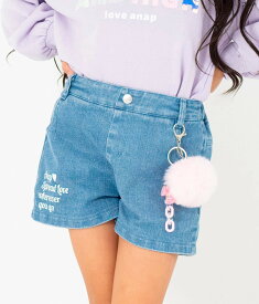 【クーポン対象】【50％OFF】ANAP KIDS アナップキッズ ファーキーホルダー付き ショート パンツ キッズ 秋冬 ボトムス ショートパンツ ブラック/ブルー 110/120/130 子供服