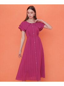 からみストライプビッグカラー ワンピース ANAYI アナイ ワンピース・ドレス ワンピース ピンク ブラック【送料無料】[Rakuten Fashion]