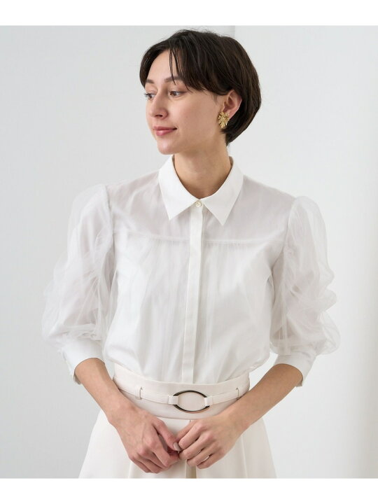 楽天市場】【SALE／40%OFF】ブロードXチュールパフ袖 ブラウス ANAYI 