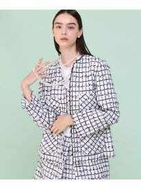 【SALE／40%OFF】【セットアップ対応商品】チュールツイードチェーンクルー ジャケット ANAYI アナイ ジャケット・アウター ノーカラージャケット ホワイト【RBA_E】【送料無料】[Rakuten Fashion]