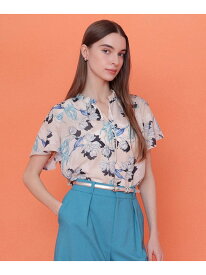 ラーレプリントフレアースリーブ ブラウス＜セットアップ対応商品＞ ANAYI アナイ トップス シャツ・ブラウス グレー ネイビー ベージュ【送料無料】[Rakuten Fashion]