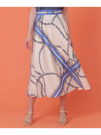 パネルチェーンプリントフレア スカート ANAYI アナイ スカート その他のスカート ホワイト【送料無料】[Rakuten Fashion]