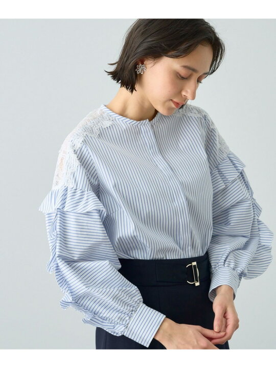 楽天市場】【SALE／40%OFF】コットン袖レースフリル ブラウス ANAYI 