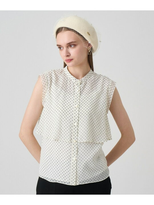 楽天市場】【SALE／30%OFF】ドットプリントシフォンノースリーブ 