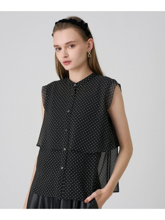 楽天市場】【SALE／30%OFF】ドットプリントシフォンノースリーブ 