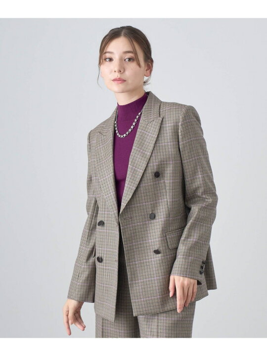 楽天市場】【SALE／50%OFF】パープルチェックダブル ジャケット ANAYI 