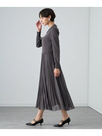 【SALE／40%OFF】衿付きプリーツドッキングワンピース ANAYI アナイ ワンピース・ドレス ワンピース グレー ピンク ブラック【RBA_E】【送料無料】[Rakuten Fashion]