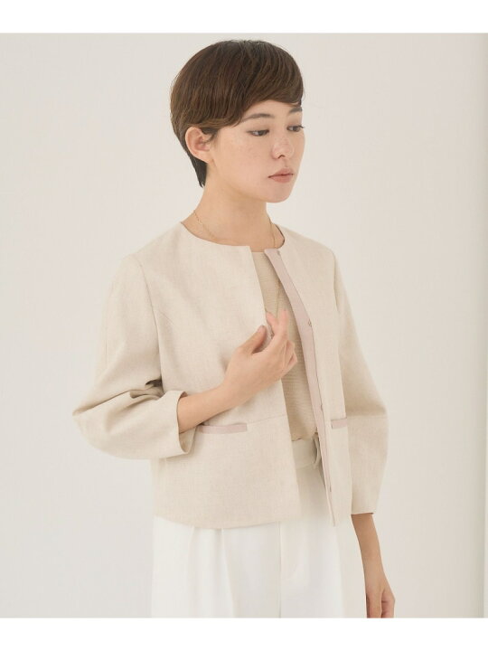 楽天市場】【SALE／40%OFF】ブライトリネンノーカラージャケット ANAYI  