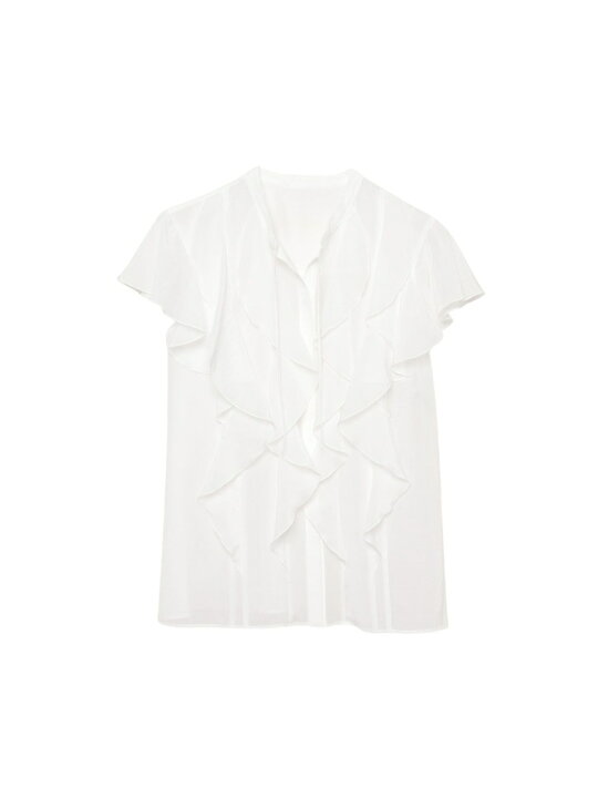 楽天市場】【SALE／30%OFF】ライトローンスタンドラッフルブラウス 