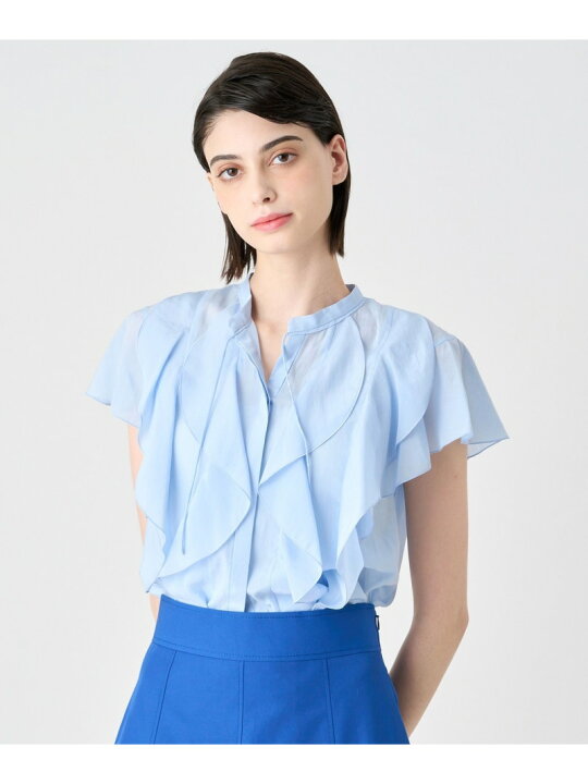 楽天市場】【SALE／60%OFF】ライトローンスタンドラッフルブラウス 