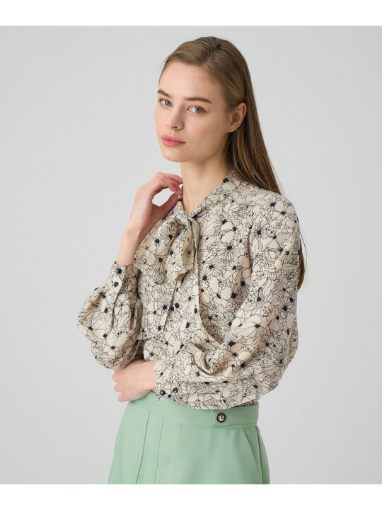 楽天市場】【SALE／40%OFF】ドローイングフラワープリントタイブラウス  