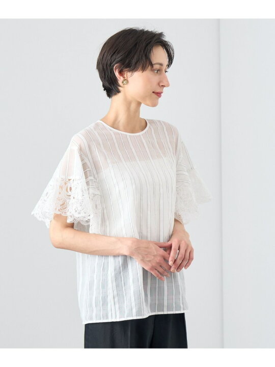 楽天市場】【SALE／50%OFF】シアーストライプフリル袖 ブラウス ANAYI 