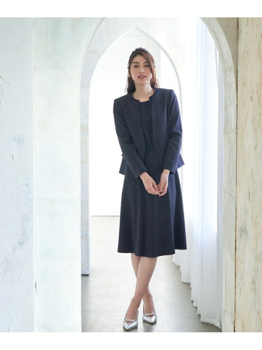 アナイ トリアセテートサテンフレアジャケット ノーカラージャケット  