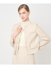 バスケットノーカラーダブルジャケット＜セットアップ対応商品＞ ANAYI アナイ ジャケット・アウター ノーカラージャケット ベージュ ホワイト ネイビー【送料無料】[Rakuten Fashion]