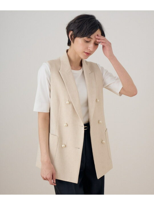 楽天市場】【SALE／40%OFF】リネンブライトクロステーラードジレ ANAYI 