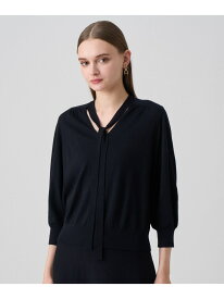 【セットアップ対応商品】エキストラファインメリノタイ付きVネック プルオーバー ANAYI アナイ トップス ニット ネイビー レッド ブラウン ベージュ グレー【送料無料】[Rakuten Fashion]