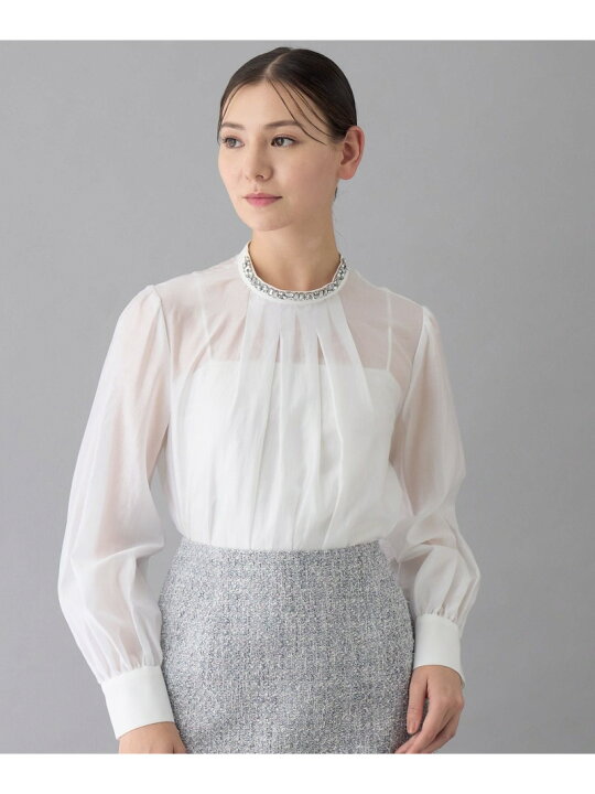 楽天市場】シルキーオーガンジービジュー ブラウス ANAYI アナイ  