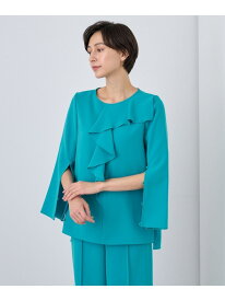 【SALE／50%OFF】【Eternal Line 2024】ストレッチクロスアシメフリル ブラウス ANAYI アナイ トップス シャツ・ブラウス グリーン ベージュ ネイビー【RBA_E】【送料無料】[Rakuten Fashion]