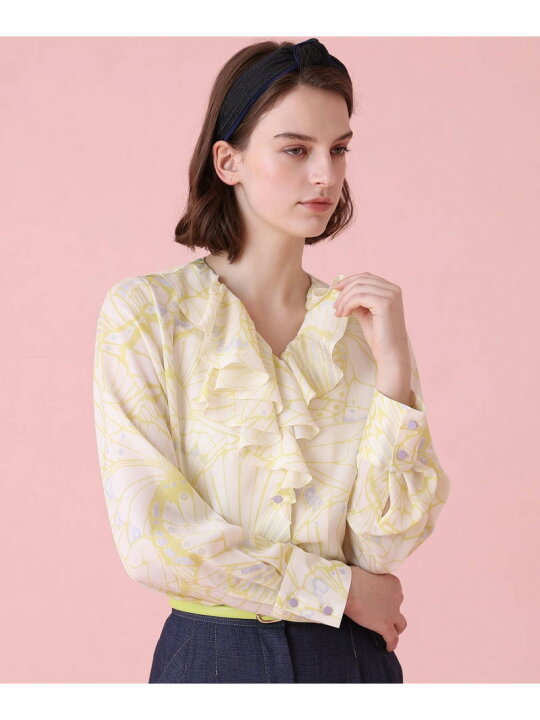 楽天市場】【SALE／40%OFF】バタフライプリントフリル ブラウス ANAYI 