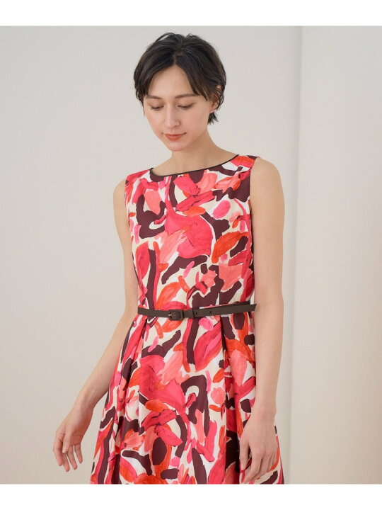 楽天市場】【SALE／50%OFF】アートフラワープリントベルト付きタック  