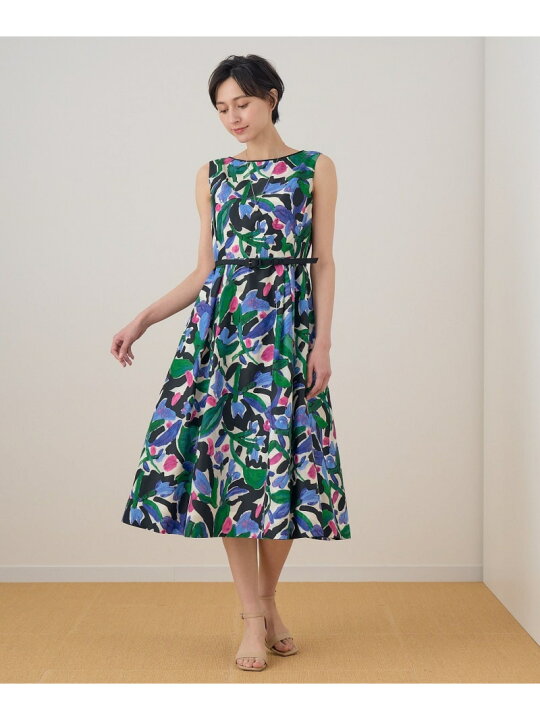 楽天市場】【SALE／40%OFF】アートフラワープリントベルト付きタック  