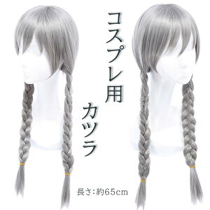 ハロウィン コスプレ カツラ ウィッグ エクステ レディース 子供 ジュニア キッズ アクセサリー 三つ編み かわいい 白髪 ロング 63cm ヘアアクセサリー