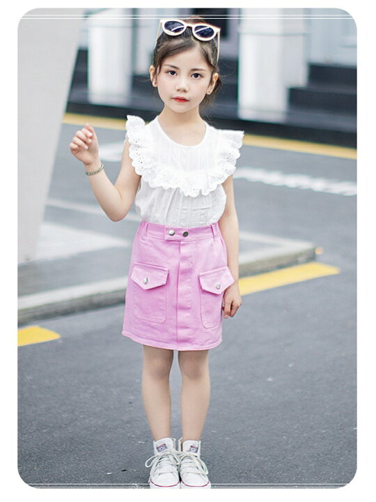 大人気 韓国 子供服 デニム スカート 女の子 140