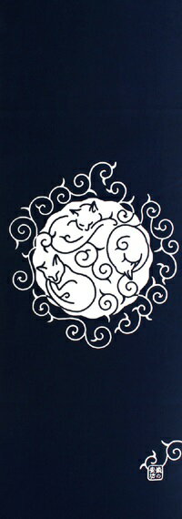 楽天市場 手ぬぐい 円 縁 唐草猫 Karakusa Cat En 紺 ねこ ネコ Japanblue 海外のお土産に 手拭い てぬぐい Tenugui 手ぬぐい 染の安坊