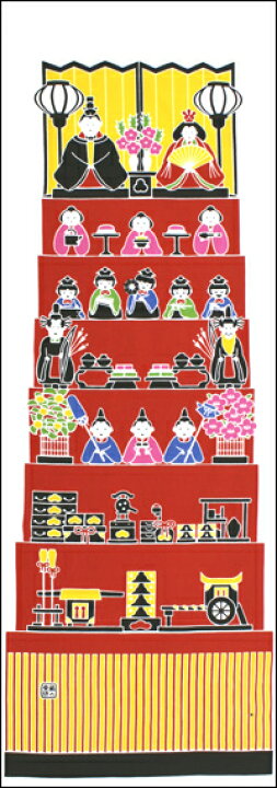 楽天市場】手ぬぐい「雛壇飾り」ひな人形／雛人形／ひなまつり／雛祭り 