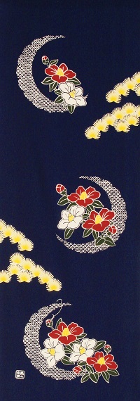 染の安坊オリジナル 本染め手ぬぐい 日本製 手ぬぐい「半雪輪に寒椿」冬／早春／Camellia／てぬぐい