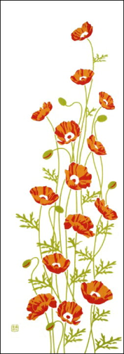 楽天市場 手ぬぐい ひなげし オレンジ コクリコ 虞美人草 ポピー てぬぐい 手ぬぐい 染の安坊