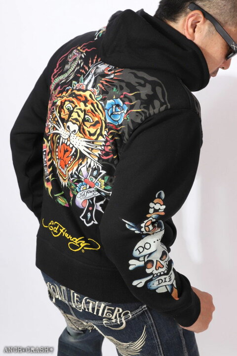 楽天市場】Ed Hardy エドハーディー フルZIPパーカー EDH-2406 裏毛 