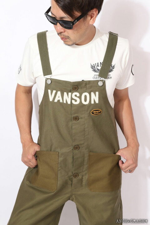 楽天市場】VANSON バンソン デッキ オーバーオール NVAO-2402 刺繍 