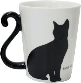 【30%OFF】黒猫のしっぽが取っ手 マグカップ ネコ 陶器 かわいい おしゃれ 300ml グラス 猫雑貨 食器 磁器 撥水 コーヒーカップ ティーカップ プレゼント ギフト 猫好き 猫柄