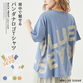 ロゴTシャツ / 公式 CUBE SUGAR OE天竺 カットソー ビッグロゴ バックプリント Tシャツ(5色): アメカジ レディース トップス Tシャツ プルオーバー 半袖 クルーネック 丸首 ポケT ロゴプリント カジュアル キューブシュガー