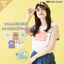 【30%OFF】ロゴTシャツ / 公式 CUBE SUGAR CVC天竺 カットソー 抗菌加工 グラフィックロゴ プリント Tシャツ (5色): アメカジ レディース トップス Tシャツ プルオーバー 半袖 クルーネック カジュアル キューブシュガー