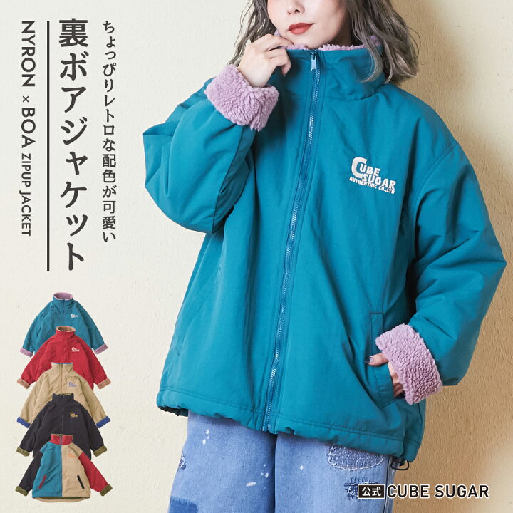 CUBE SUGAR キューブシュガー スタジャン ネイビー ボア 中綿 M 楽天 