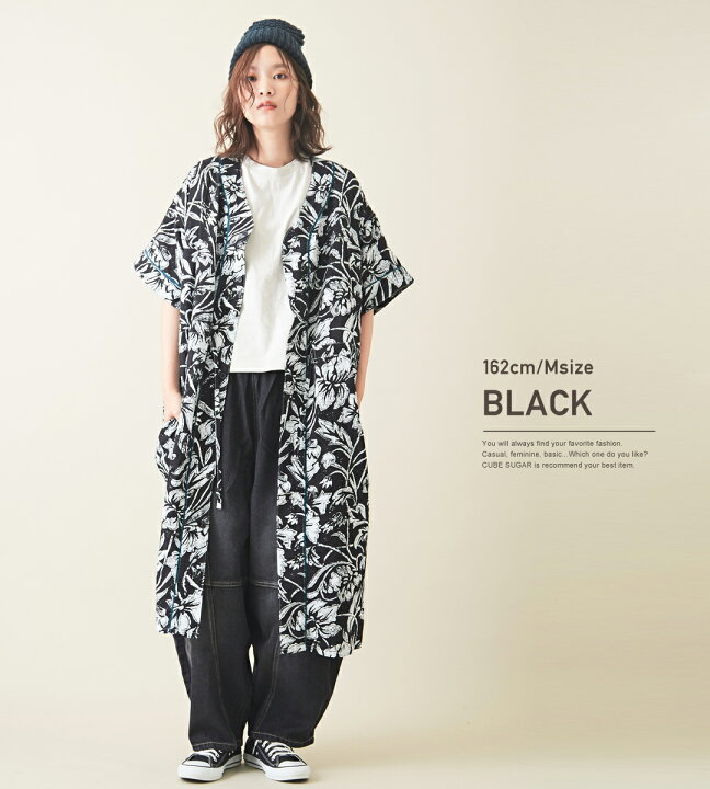 楽天市場】花柄ワンピース / CUBE SUGAR トロピカルフラワープリント  