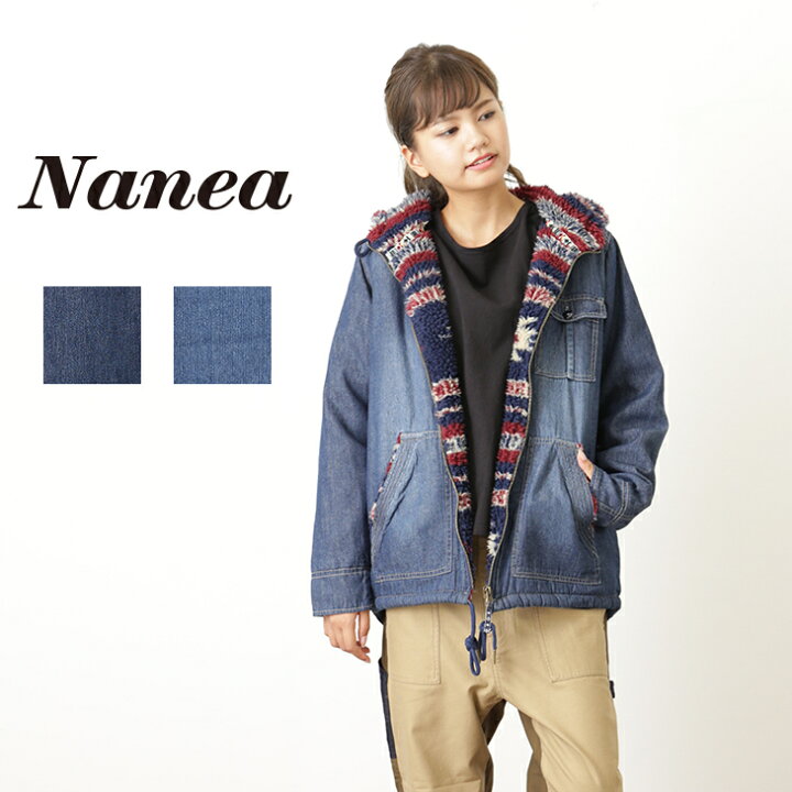 楽天市場】Nanea(ナネア) 6ozデニム裏ボアフード付きジップアップ