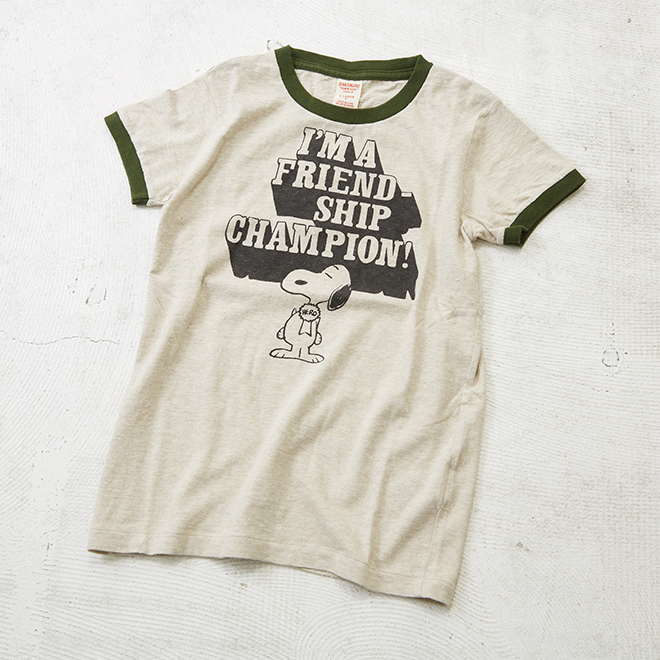 スヌーピーTシャツ / DENIM DUNGAREE(デニムアンドダンガリー 天竺スヌーピーチャンピオンTシャツ (4色): 大人  【レディース】【ピーナッツ】 | and CUBE SUGAR