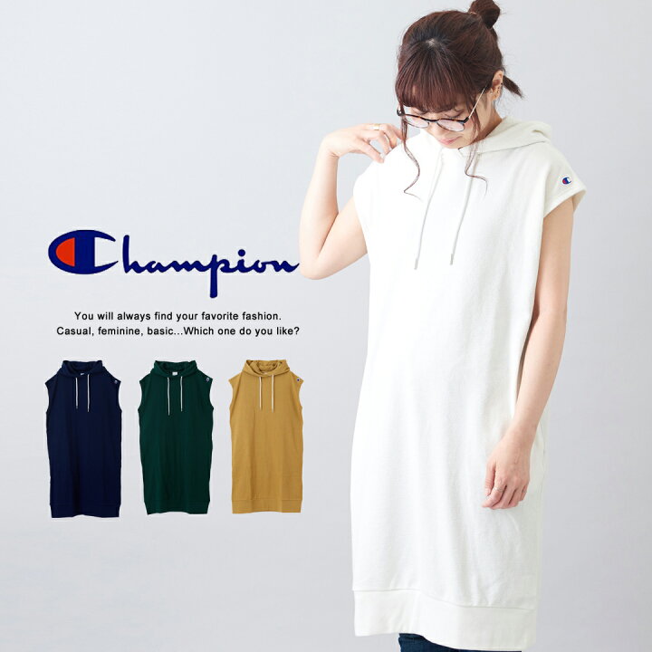 楽天市場】Champion (チャンピオン) HOODED SLEEVELESS ONEPIECE(4色 