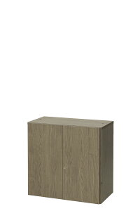 弘益 両開き書庫2段 木製書庫 ブラック