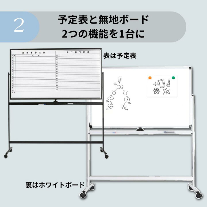 楽天市場】&FURNiTURE 月間予定表 ホワイトボード 両面使用 360°回転 