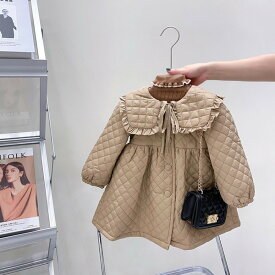 即納商品　100cm　キッズ　ビックカラーキルティングコート　韓国子供服　楽天ランキング入賞品